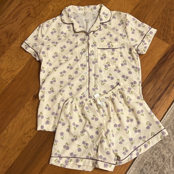 purple floral pajama set - Picture 3 of 11